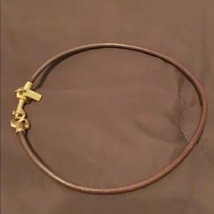 Coach leather choker with brass hardware